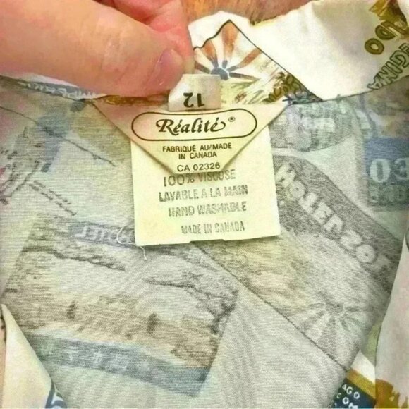 Unique Vintage  oversized multicolored novelty prints button down shirt - Picture 7 of 11